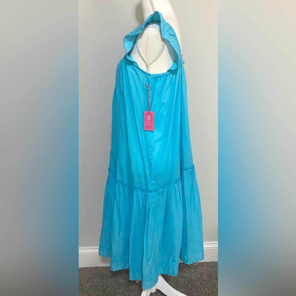 Simply Southern Womens L Solid Blue Midi Dress Boho Summer Fairy Cottagecore - Picture 8 of 14